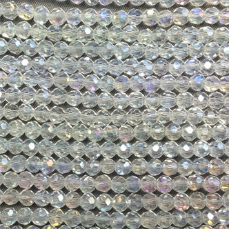 Crystal AB 4mm Faceted Round Chinese Crystal Glass Beads Per Strand