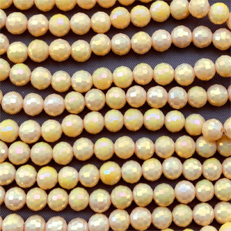 Creamrose AB 6mm Faceted Round Disco Ball Chinese Crystal Glass Beads per Strand