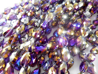 Purple AB 8mm Chinese Crystal Faceted Round Glass Beads Per Strand