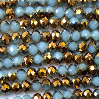Air Blue Opal Bronzite 8x6mm Faceted Rondelle Chinese Crystal Glass Beads per Strand