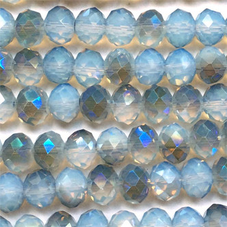 Air Blue Opal Heliotrope 8x6mm Faceted Chinese Crystal Glass Rondelle Per Strand