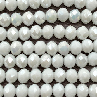 Alabaster Pearl 8x6mm Faceted Rondelle Chinese Crystal Glass Beads Per Strand
