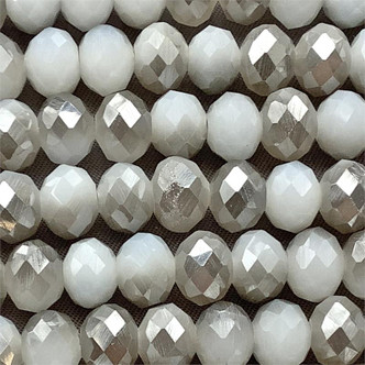 Alabaster Satin 8x6mm Faceted Rondelle Chinese Crystal Glass Beads per Strand