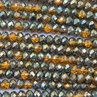 Amber Jet 8x6mm Faceted Rondelle Chinese Crystal Glass Beads per Strand