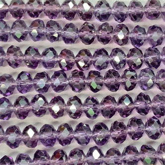 Amethyst 8x6mm Faceted Rondelle Chinese Crystal Glass Beads per Strand