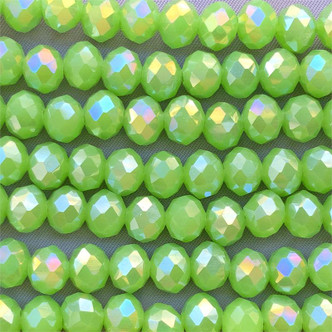 Apple Green AB 8x6mm Faceted Rondelle Chinese Crystal Glass Beads per Strand