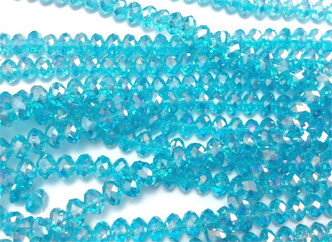 Aqua AB 8x6mm Faceted Rondelle Chinese Crystal Glass Beads per Strand