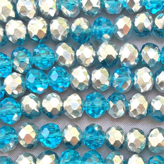Aqua CAL 8x6mm Faceted Rondelle Chinese Crystal Glass Beads per Strand