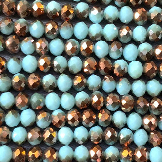 Arctic Copper 8x6mm Faceted Rondelle Chinese Crystal Glass Beads per Strand