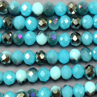 Arctic Mix 8x6mm Faceted Rondelle Chinese Crystal Glass Beads per Strand