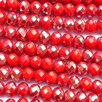 Atomic Tangerine Satin 8x6mm Faceted Rondelle Chinese Crystal Glass Beads per Strand