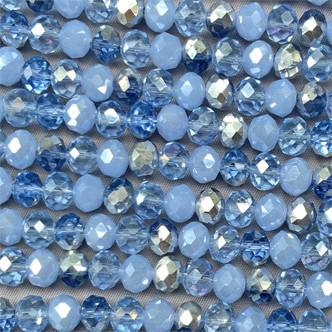 Blue Jewel Mix 8x6mm Faceted Rondelle Chinese Crystal Glass Beads per Strand