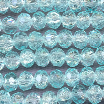 Blue Moon Crackle 8x6mm Faceted Rondelle Chinese Crystal Glass Beads per Strand