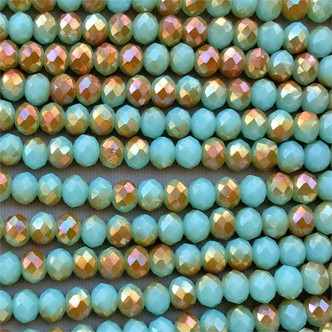 Blue Turquoise Sand 8x6mm Faceted Rondelle Chinese Crystal Glass Beads per Strand