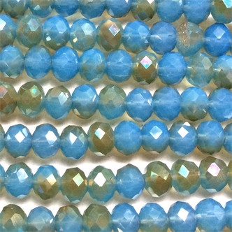 Blue Opals 8x6mm Faceted Chinese Crystal Glass Rondelle Per Strand