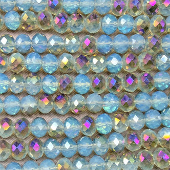 Blue Opals Nebula 8x6mm Faceted Rondelle Chinese Crystal Glass Beads per Strand