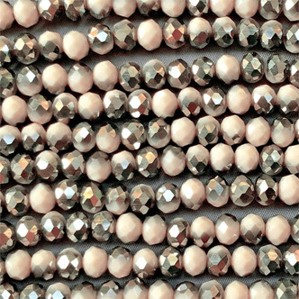 Bisque Pewter 8x6mm Faceted Rondelle Chinese Crystal Glass Beads per Strand