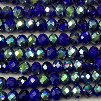 Cobalt Mix 8x6mm Faceted Rondelle Chinese Crystal Glass Beads per Strand