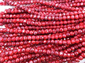 Cherry Satin 8x6mm Faceted Chinese Crystal Glass Rondelle Per Strand