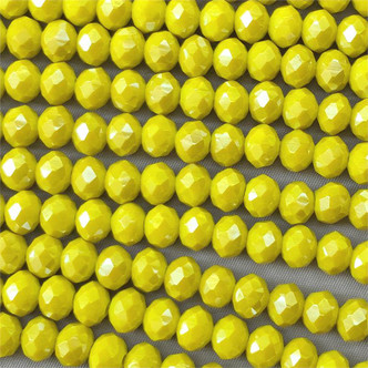 Chartreuse Satin 8x6mm Faceted Rondelle Chinese Crystal Glass Beads per Strand