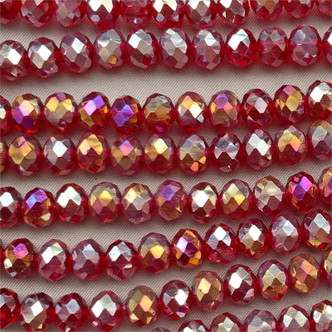 Candy Red AB 8x6mm Faceted Rondelle Chinese Crystal Glass Beads per Strand