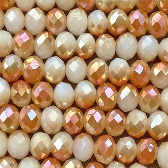 Copper AB Ivory 8x6mm Faceted Rondelle Chinese Crystal Glass Beads per Strand