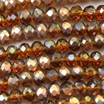Copper Cocoa 8x6mm Faceted Rondelle Chinese Crystal Glass Beads per Strand