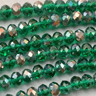Copper Emerald 8x6mm Faceted Rondelle Chinese Crystal Glass Beads per Strand