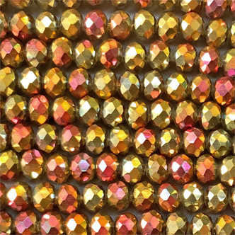 Copper Pyrite 8x6mm Faceted Rondelle Chinese Crystal Glass Beads per Strand