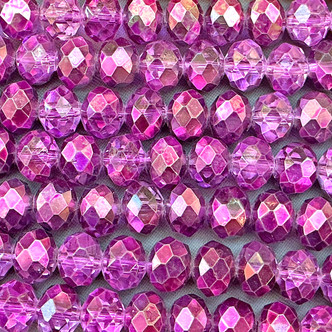 Electric Orchid 8x6mm Faceted Rondelle Chinese Crystal Glass Beads per Strand