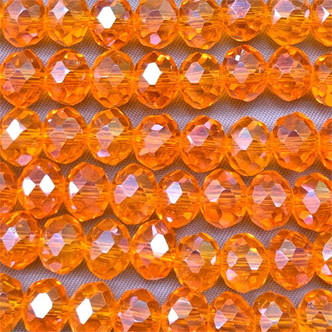 Electric Orange 8x6mm Faceted Rondelle Chinese Crystal Glass Beads per Strand
