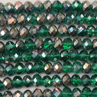 Emerald Mix 8x6mm Faceted Rondelle Chinese Crystal Glass Beads per Strand