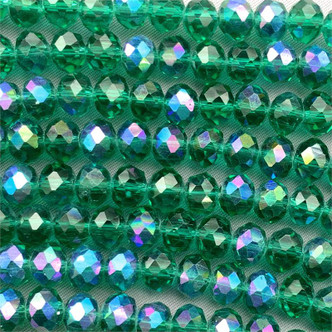 Emerald Starlight 8x6mm Faceted Rondelle Chinese Crystal Glass Beads per Strand