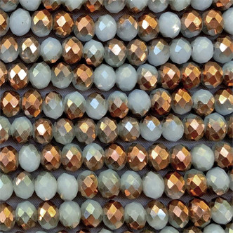 Florentine Blue Copper 8x6mm Faceted Rondelle Chinese Crystal Glass Beads per Strand