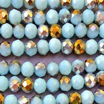 Gilded Arctic Mix 8x6mm Faceted Rondelle Chinese Crystal Glass Beads per Strand