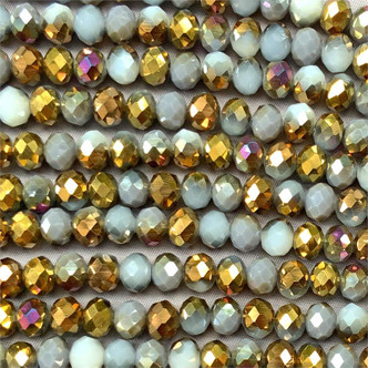 Gilded Granite Mix 8x6mm Faceted Rondelle Chinese Crystal Glass Beads per Strand