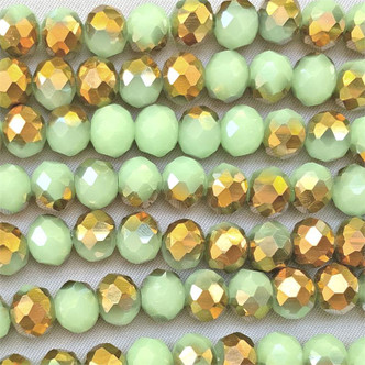 Gilded Honeydew 8x6mm Faceted Rondelle Chinese Crystal Glass Beads per Strand