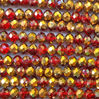 Gilded Maroon 8x6mm Faceted Rondelle Chinese Crystal Glass Beads per Strand