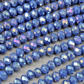Glory Blue AB 8x6mm Faceted Rondelle Chinese Crystal Glass Beads per Strand