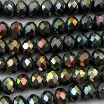 Noir Pyrite 8x6mm Faceted Rondelle Chinese Crystal Glass Beads per Strand