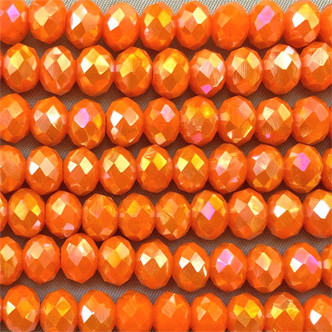 Orange AB 8x6mm Faceted Rondelle Chinese Crystal Glass Beads per Strand