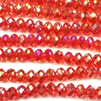 8x6mm Red AB Faceted Rondelle Chinese Crystal Glass Beads Per Strand