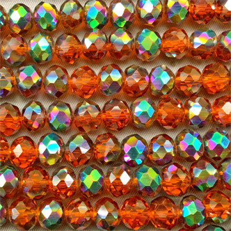 Rust Peacock 8x6mm Faceted Rondelle Chinese Crystal Glass Beads per Strand