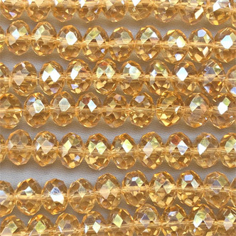 Wheat AB 8x5mm Faceted Chinese Crystal Glass Rondelle Beads - per strand