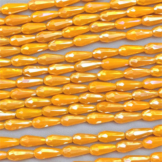 Mango Mix Faceted Teardrop 10x4mm Crystal Chinese Glass Beads Per Strand