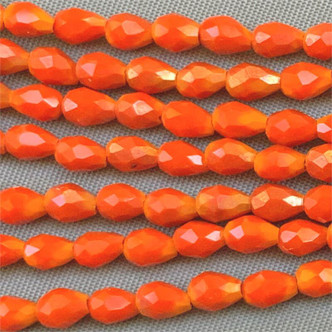 Opaque Orange Faceted Teardrop 5x3.5mm Crystal Chinese Glass Beads Per Strand
