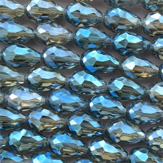 Bermuda Blue 15x10mm Teardrop Chinese Crystal Glass Beads Per Strand