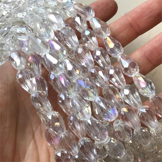 15x10mm Clear Crystal AB Drop Chinese Crystal Glass Beads Per Strand