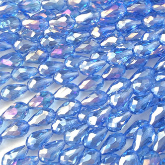 15x10mm Light Sapphire AB Drop Chinese Crystal Glass Beads Per Strand