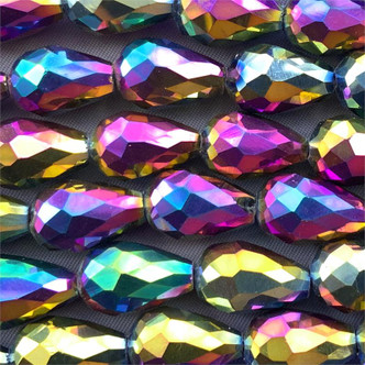 Peacock 15x10mm Teardrop Chinese Crystal Glass Beads Per Strand